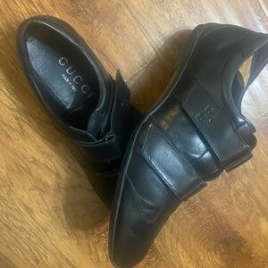 Men’s Gucci leather with nylon Velcro strap sneakers. U.S. size 11/ Euro 10